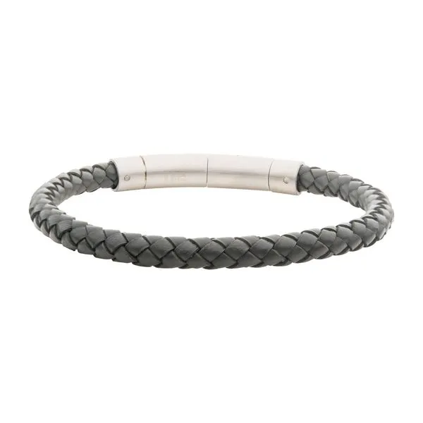 Gray Leather Bracelet with Stainless Steel Clasp Holliday Jewelry Klamath Falls, OR