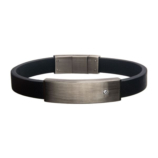 Stainless steel and leather ID bracelet. Holliday Jewelry Klamath Falls, OR