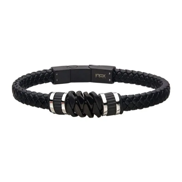 Braided leather black bracelet. Holliday Jewelry Klamath Falls, OR