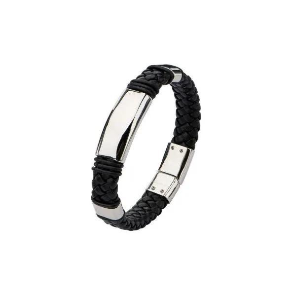 Handsome Polished Stainless Steel Braided Leather Bracelet Holliday Jewelry Klamath Falls, OR