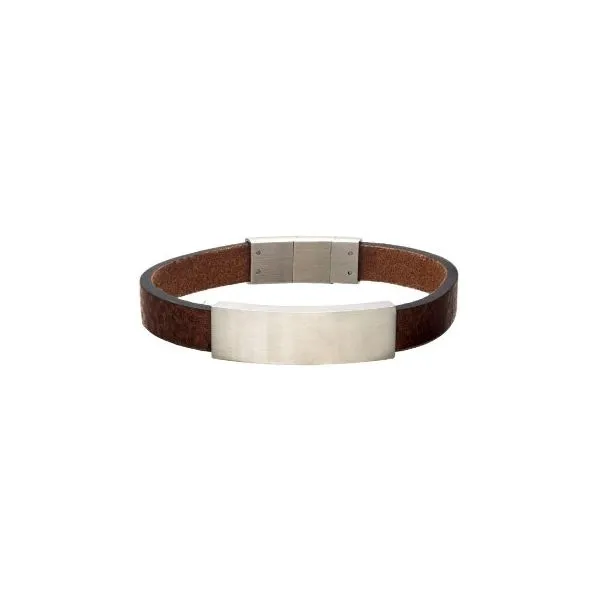 Identifying Engravable Stainless Steel and Leather ID Bracelet Holliday Jewelry Klamath Falls, OR