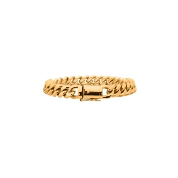 18KY Gold plated Miami Cuban bracelet. Holliday Jewelry Klamath Falls, OR