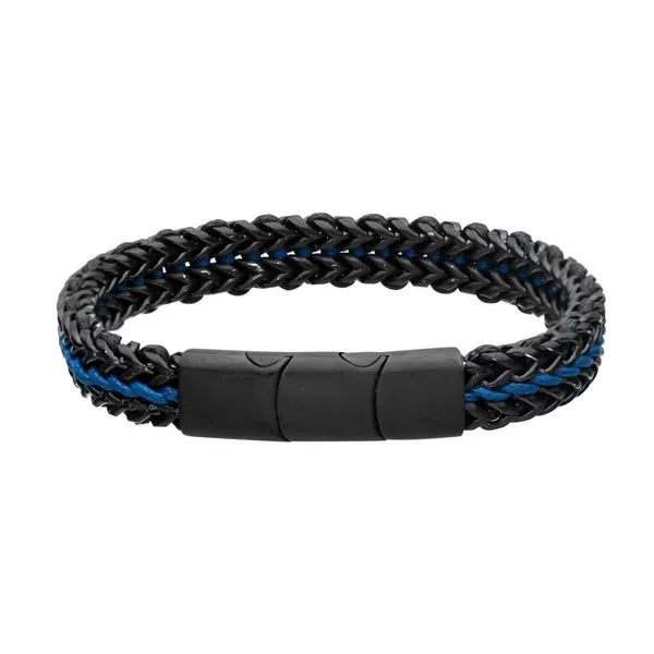 Black stainless steel with blue wax cord and magnetic clasp bracelet Holliday Jewelry Klamath Falls, OR