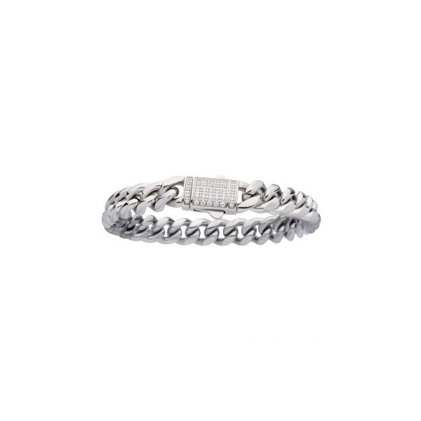 Cuban link stainless steel bracelet with cz's Holliday Jewelry Klamath Falls, OR