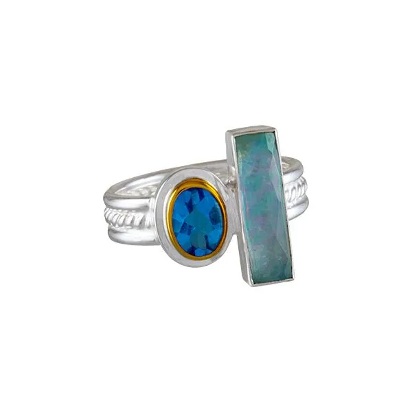 Gorgeous Sterling Silver Amazonite and Blue Topaz Ring Holliday Jewelry Klamath Falls, OR