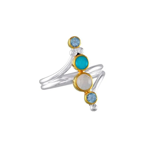 Sweet Vertical Straight Line Sterling Silver and 22K Vermeil Multi-Stone Ring Holliday Jewelry Klamath Falls, OR