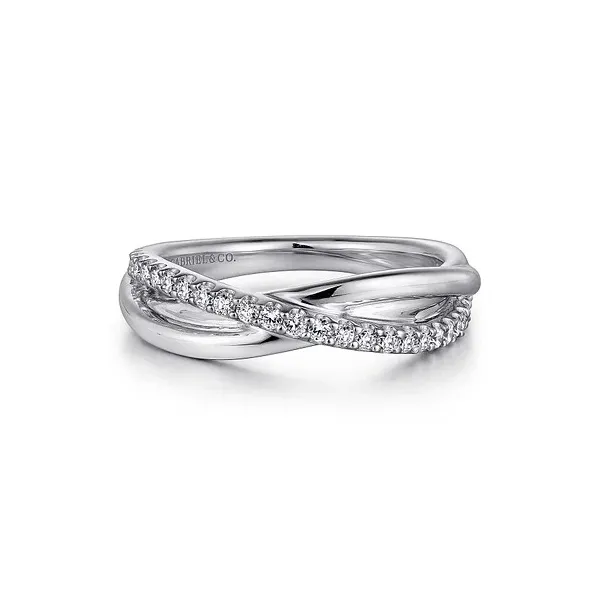 Gabriel Sterling Silver White Sapphire Pave Criss Cross Ring Holliday Jewelry Klamath Falls, OR