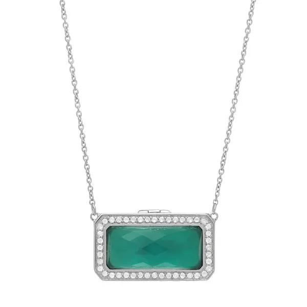 With You Locket, The Lorraine is sterling silver with green agate locket. Holliday Jewelry Klamath Falls, OR