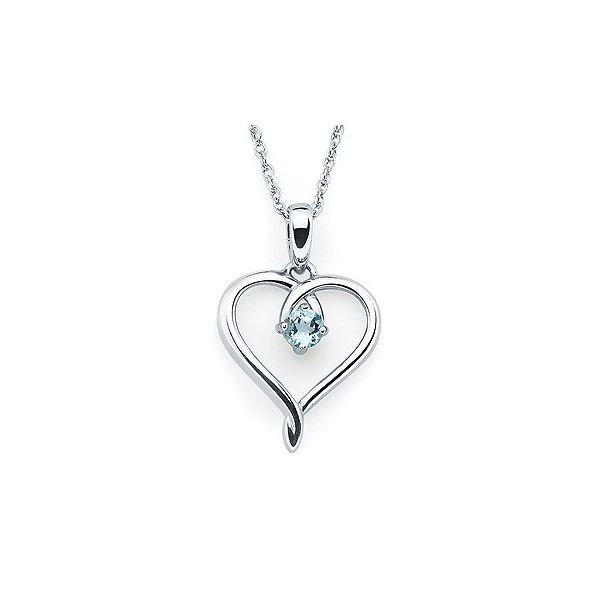 Show Her Your Love With This Sterling Silver Simulated Aquamarine Heart Pendant Holliday Jewelry Klamath Falls, OR