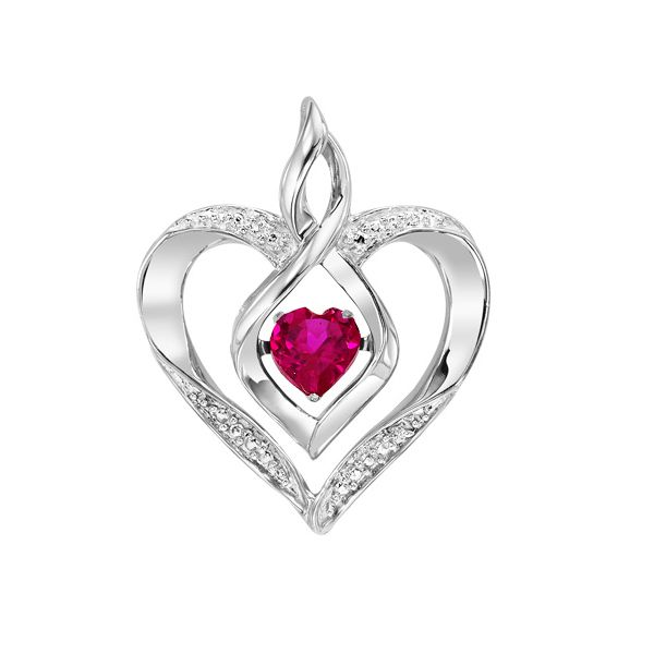 Sterling silver Rhythm of Love Created Garnet pendant. Holliday Jewelry Klamath Falls, OR