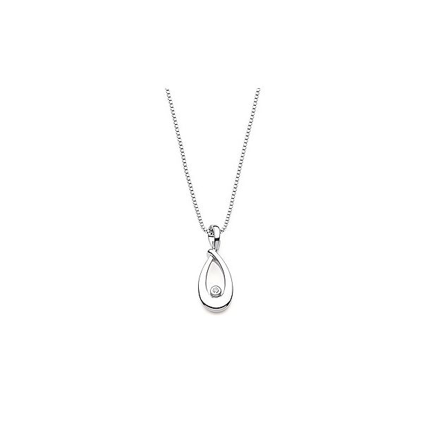 Drop shaped diamond pendant in sterling silver. Holliday Jewelry Klamath Falls, OR