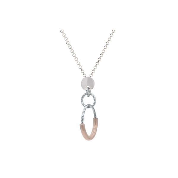 Sterling silver rose tone circle necklace. Holliday Jewelry Klamath Falls, OR