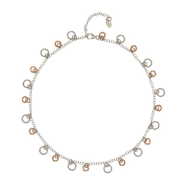 Sterling silver & rose plated circles necklace. Holliday Jewelry Klamath Falls, OR