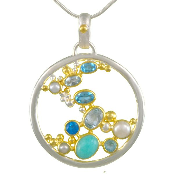 Outstanding Sterling Silver and Vermeil Multi-colored Stone Pendant Holliday Jewelry Klamath Falls, OR