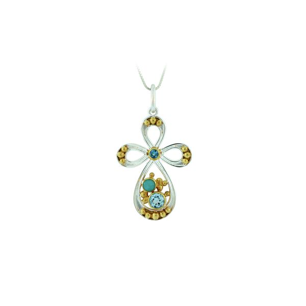 Awesome Sterling Silver and Vermeil Blue Topaz and Amazonite Cross Holliday Jewelry Klamath Falls, OR