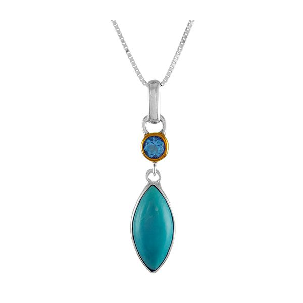 Awesome Sterling Silver and Vermeil Larimar and Blue Topaz Pendant Holliday Jewelry Klamath Falls, OR