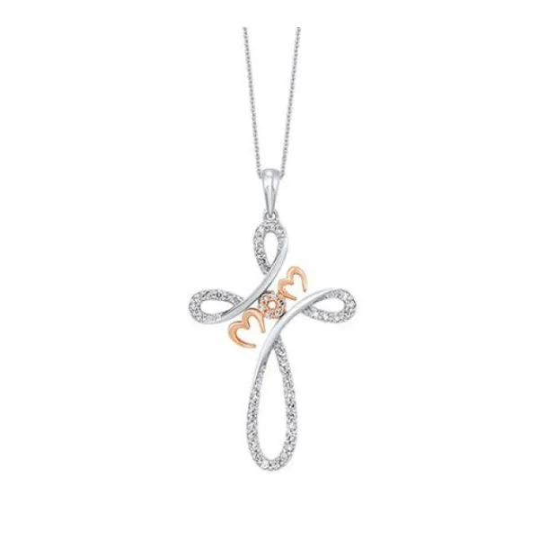 Lovely Two Tone Sterling Silver and 10K Rose Gold Diamond Mom Cross Holliday Jewelry Klamath Falls, OR