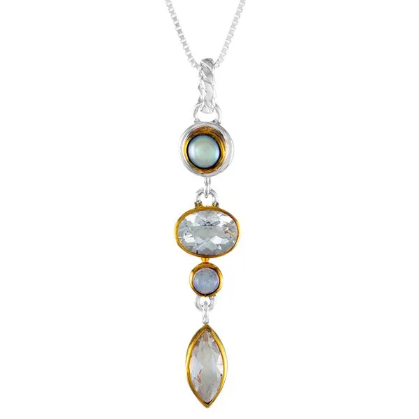 Quality Multi-Stone Sterling Silver and Vermeil Drop Pendant Holliday Jewelry Klamath Falls, OR