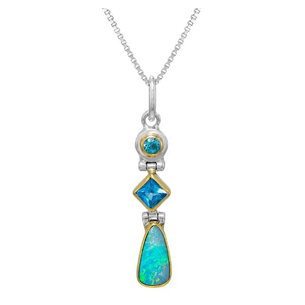 One-of-a-kind blue topaz and opal pendant Holliday Jewelry Klamath Falls, OR