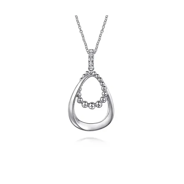 Gabriel Sterling Silver White Sapphire Bujukan Teardrop Pendant Necklace Holliday Jewelry Klamath Falls, OR