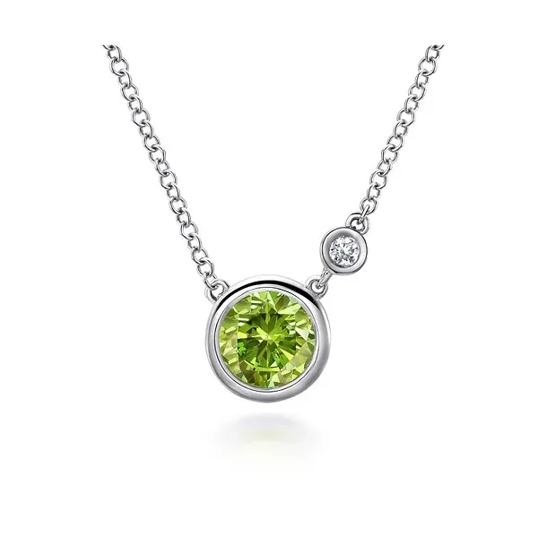 Gabriel Sterling Silver Peridot and Diamond Pendant Necklace Holliday Jewelry Klamath Falls, OR