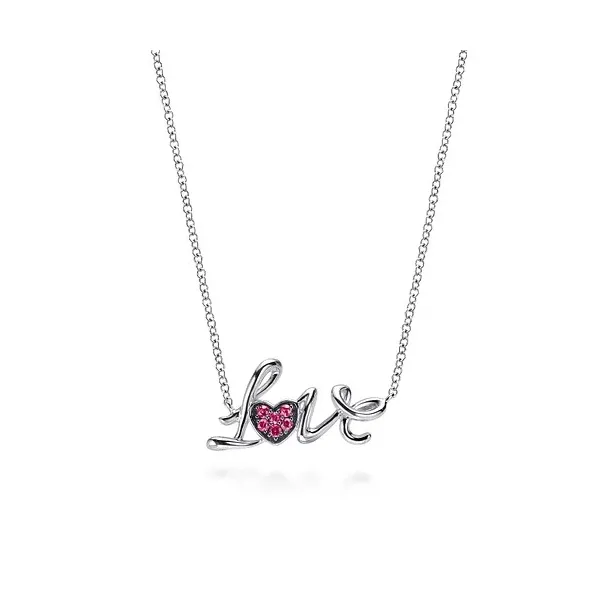 Gabriel Sterling Silver Ruby Pave Love Necklace Holliday Jewelry Klamath Falls, OR