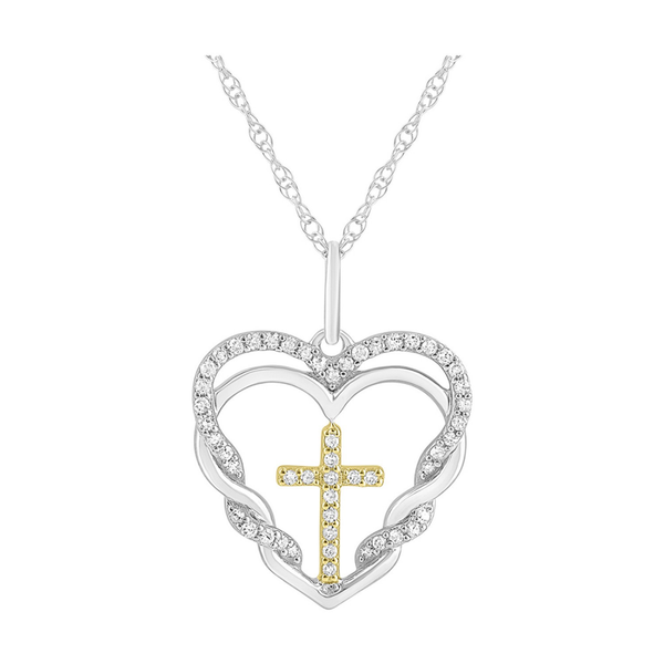 Sterling Silver Cross Heart Pendant with 0.14 CtW Diamonds Holliday Jewelry Klamath Falls, OR