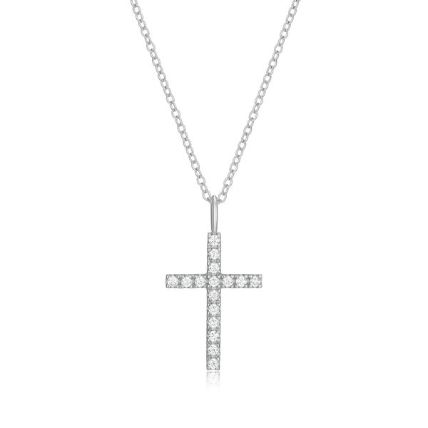 Lab Created Diamond Cross Sterling Silver Pendant Holliday Jewelry Klamath Falls, OR