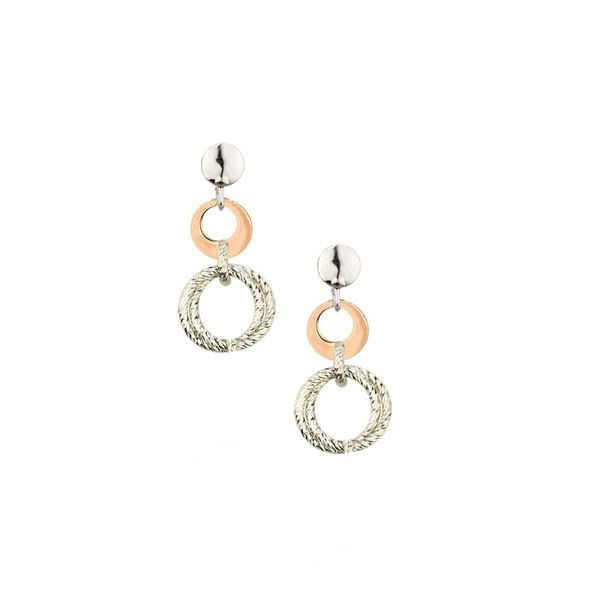 Sterling silver two-tone circle earrings. Holliday Jewelry Klamath Falls, OR