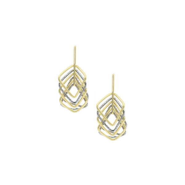 Sterling silver  two-tone square sequence earrings. Holliday Jewelry Klamath Falls, OR