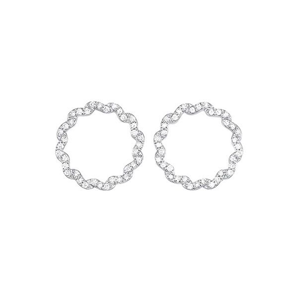 Sterling silver diamond circle earrings. Holliday Jewelry Klamath Falls, OR