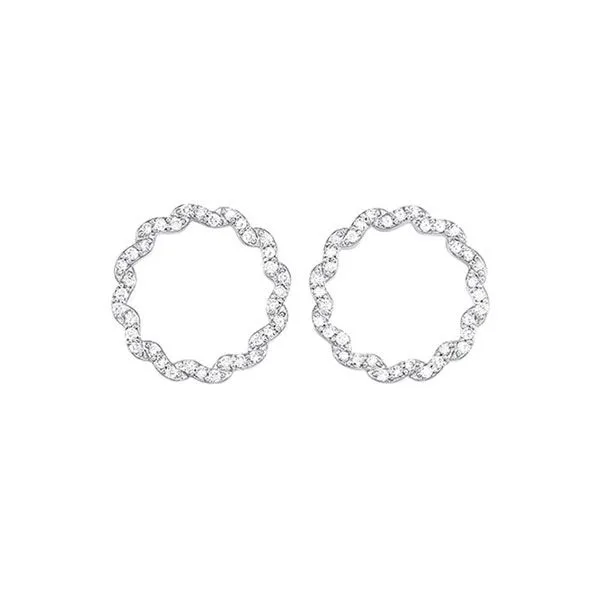 Striking Sterling Silver Diamond Circle Earrings Holliday Jewelry Klamath Falls, OR