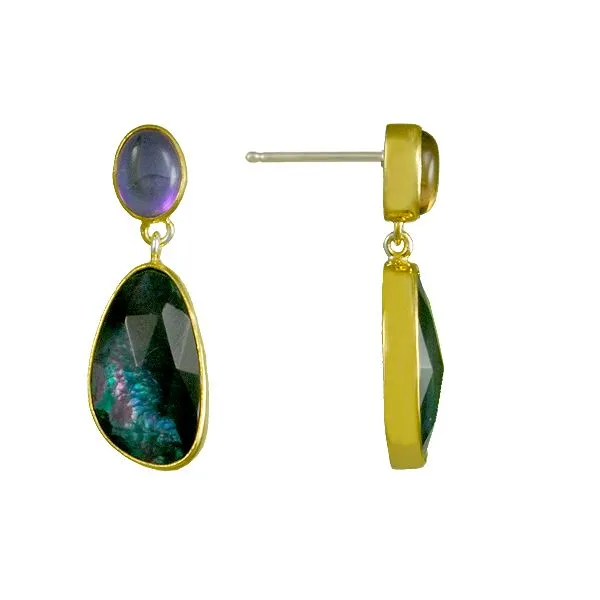 Exotic Mystic Topaz and Mother of Pearl Vermeil Earrings Holliday Jewelry Klamath Falls, OR