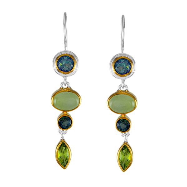 Elegant Sterling Silver and Vermeil Multi-Stone Drop Earrings Holliday Jewelry Klamath Falls, OR