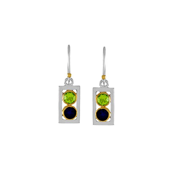 Fancy Sterling Silver and Vermeil Peridot and Iolite Earrings Holliday Jewelry Klamath Falls, OR