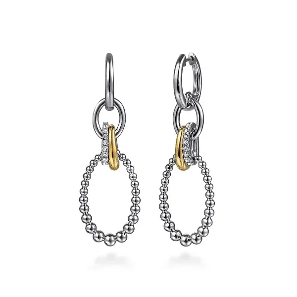 Gabriel eyecatching Sterling Silver and 14K Yellow Gold Bujukan White Sapphire Link Drop Earrings Holliday Jewelry Klamath Falls, OR