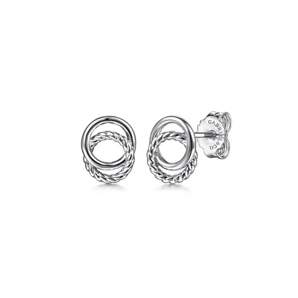 Gabriel Sterling Silver Twisted Rope Double Circle Stud Earrings Holliday Jewelry Klamath Falls, OR