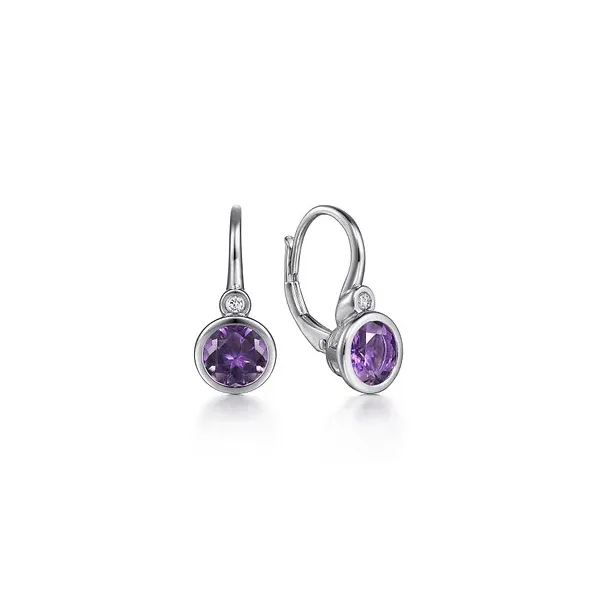 Gabriel Sterling Silver Amethyst and Diamond Leverback Earrings Holliday Jewelry Klamath Falls, OR