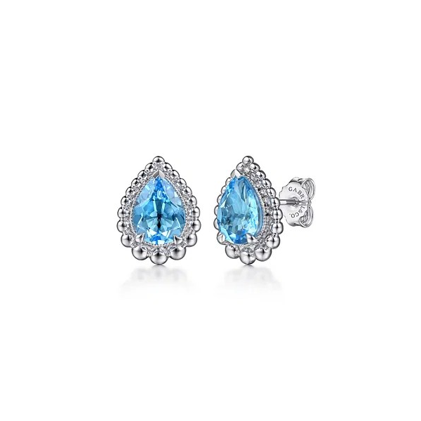 Gabriel Sterling Silver Faceted Swiss Blue Topaz Pear Shape Bujukan Stud Earrings Holliday Jewelry Klamath Falls, OR