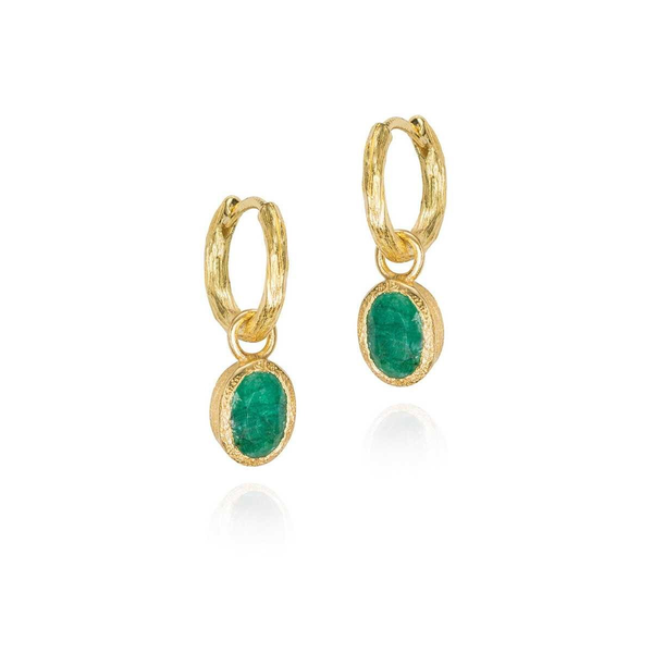 STERLING SILVER & 18K VERMEIL EMERALD HOOP EARRINGS Holliday Jewelry Klamath Falls, OR