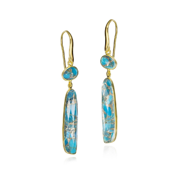 STERLING SILVER & 18K VERMEIL TURQUOISE EARRINGS Holliday Jewelry Klamath Falls, OR