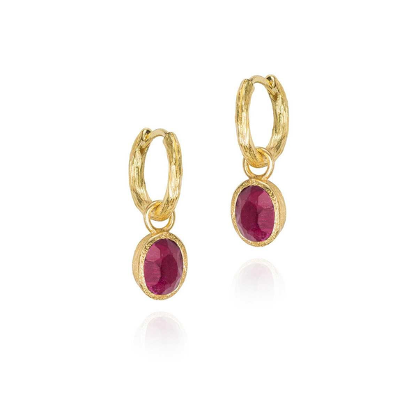 STERLING SILVER & 18K VERMEIL RUBY HOOP EARRINGS Holliday Jewelry Klamath Falls, OR