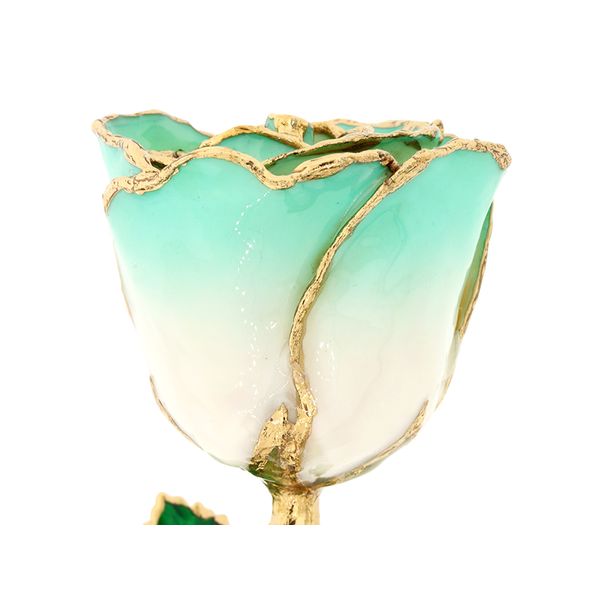 Lovely lacquered cream turquoise with gold trim rose. Holliday Jewelry Klamath Falls, OR