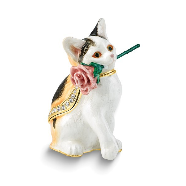Darling bejeweled kitty cat with a rose trinket box Holliday Jewelry Klamath Falls, OR