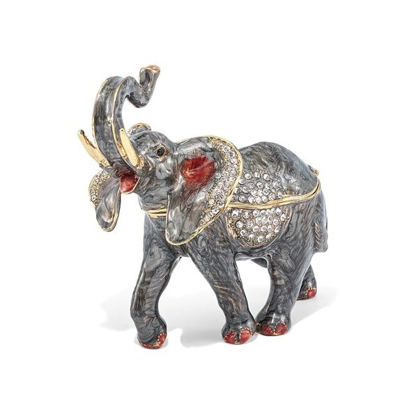 BEJEWELED TRUMPETING ELEPHANT TRINKET BOX Holliday Jewelry Klamath Falls, OR