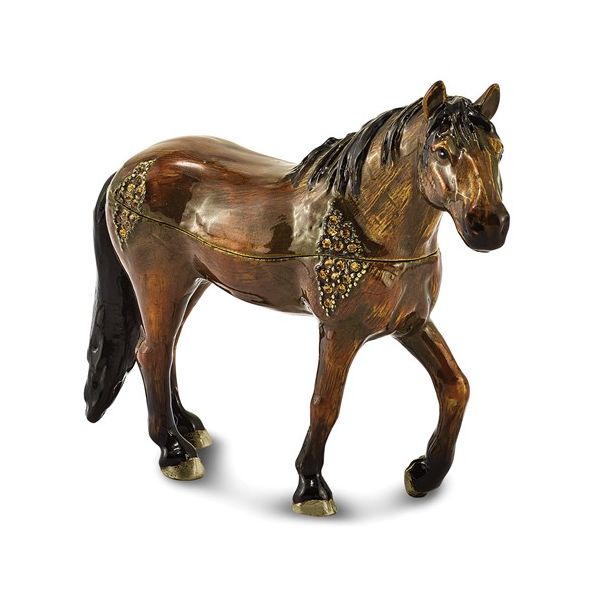 BEJEWELED SPENCER DARK BAY HORSE TRINKET BOX Holliday Jewelry Klamath Falls, OR