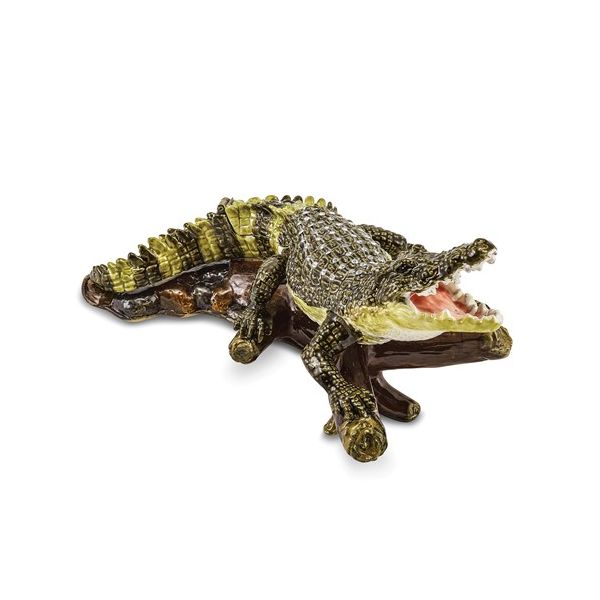 BEJEWELED ENAMELED FIERCE CROCODILE TRINKET BOX Holliday Jewelry Klamath Falls, OR