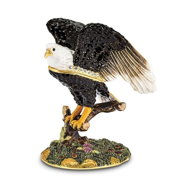 BEJEWELED LIBERTY BALD EAGLE TRINKET BOX Holliday Jewelry Klamath Falls, OR