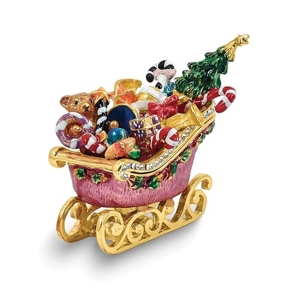 BEJEWELED NORTH POLE DRIFTER SANTA SLEIGH TRINKET BOX Holliday Jewelry Klamath Falls, OR