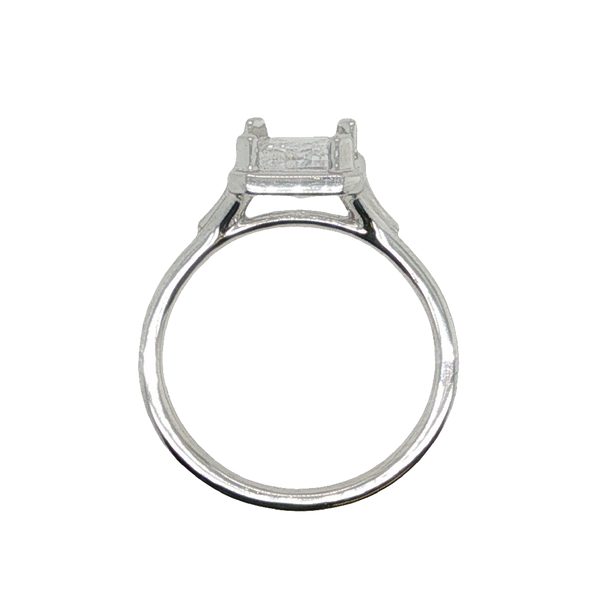 14K White Gold Emerald Cut Diamond Bezel Set Engagement Ring Image 2 Hollingsworth Jewelers Gallery Petaluma, CA